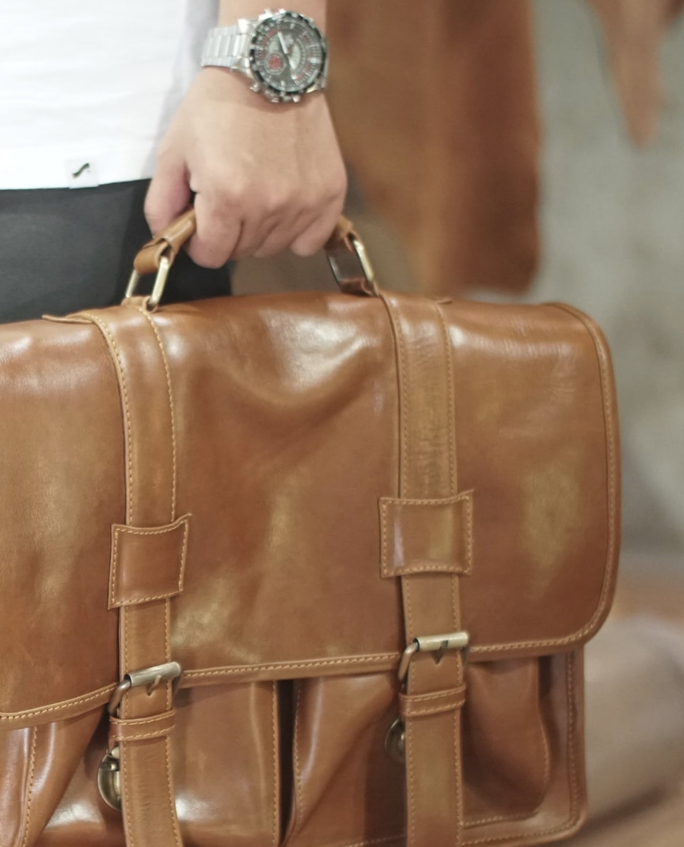 Leather Key Clip — Tan